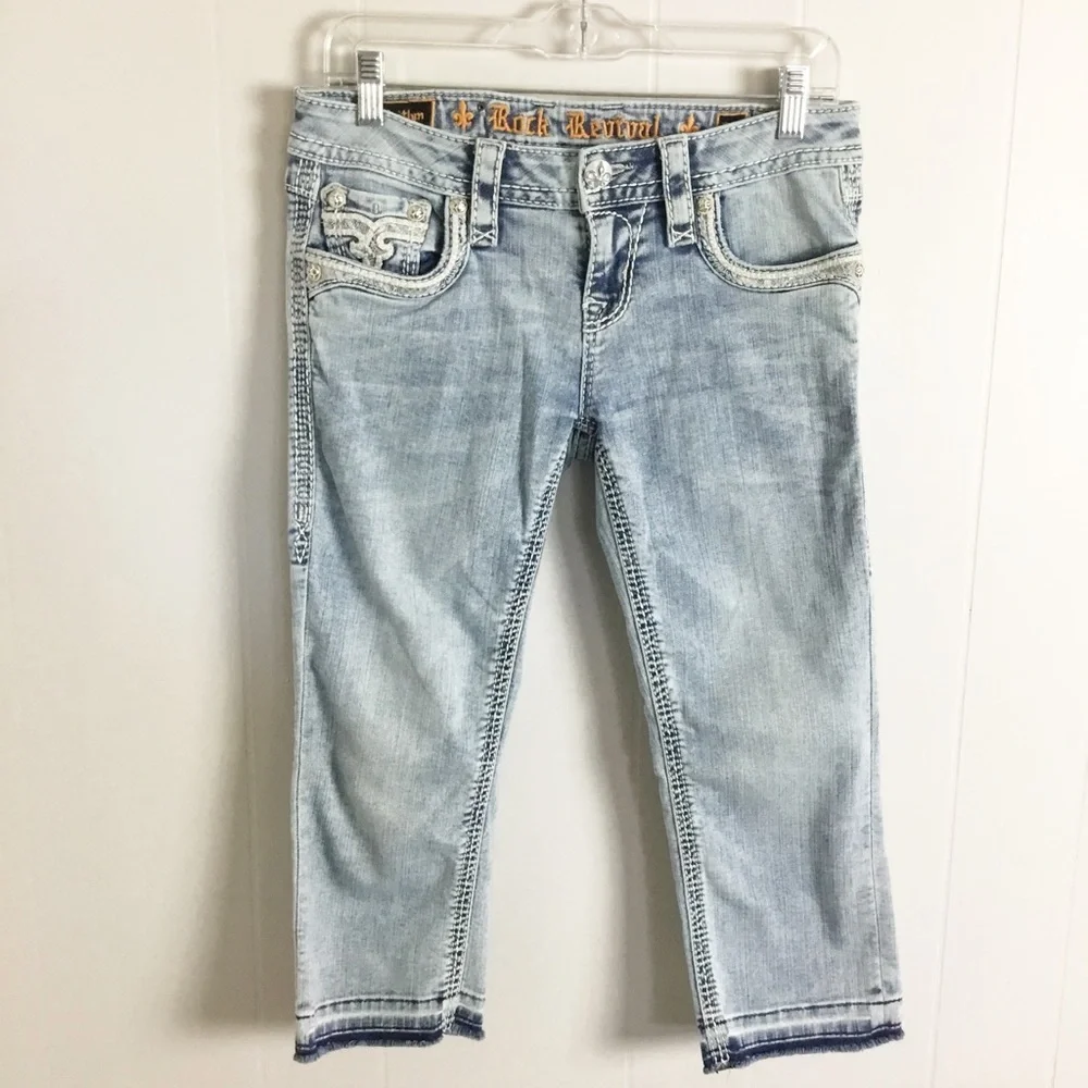 Rock Revival Capri Kaitlyn Cropped Pants Light Wash - Picture 2 of 4